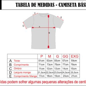 Tabela de Medidas Camisetas Chronic 420