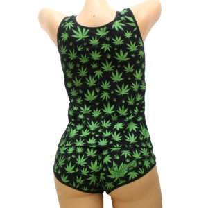 Pijama Feminino Cannabis Preto Completo Regata e Short
