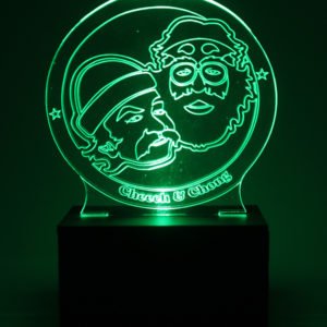 Luminária Mesa Cheech Chong Led Acrílico Portátil Pilha 13cm