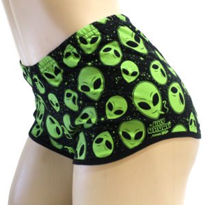 Short ET Brisado Alienígena Preto e Verde Ray Brown