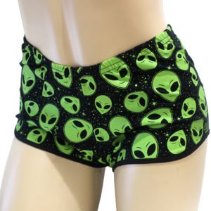 Short ET Brisado Alienígena Preto e Verde Ray Brown