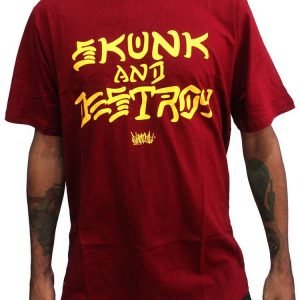 Camiseta Chronic Skunk and Destroy 420 Ganja Skate Bordô