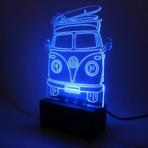 Luminária Kombi Surf Old School Led Acrílico Bivolt de Mesa 15cm