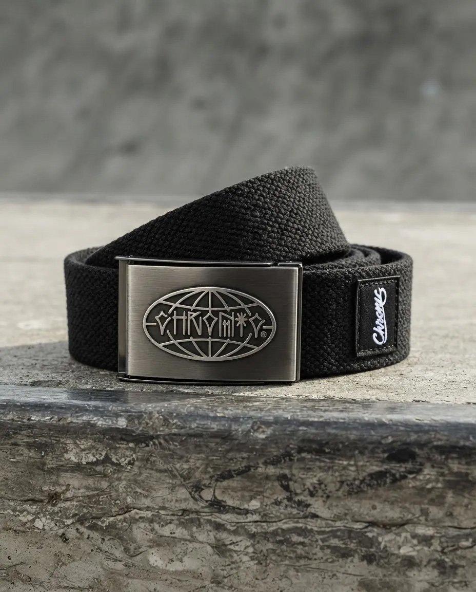 Cinto Chronic 420 Original Marginal Preto Lona Fivela Skate